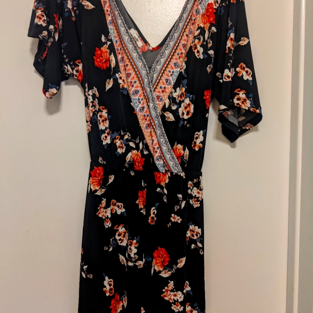 Black floral romper